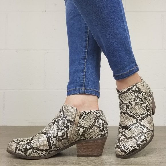 Shoes - Python Snake Print Ankle Booties